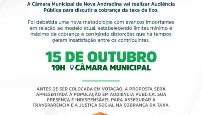Nova Andradina debate metodologia para taxa de lixo em audiência