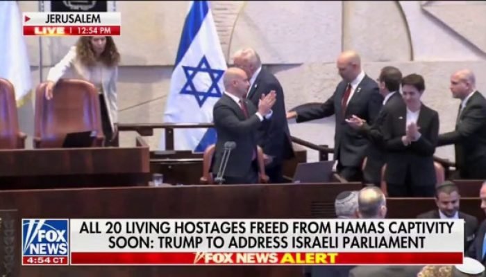 Trump recebe aplausos no parlamento de Israel nesta segunda