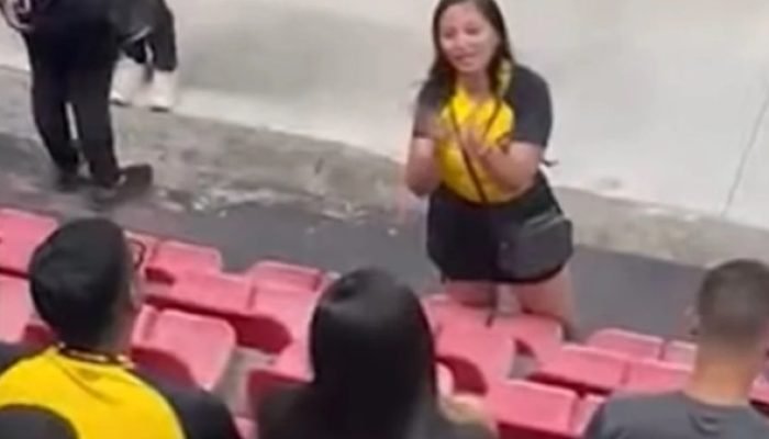 Mulher flagra traição em estádio e expõe detalhes