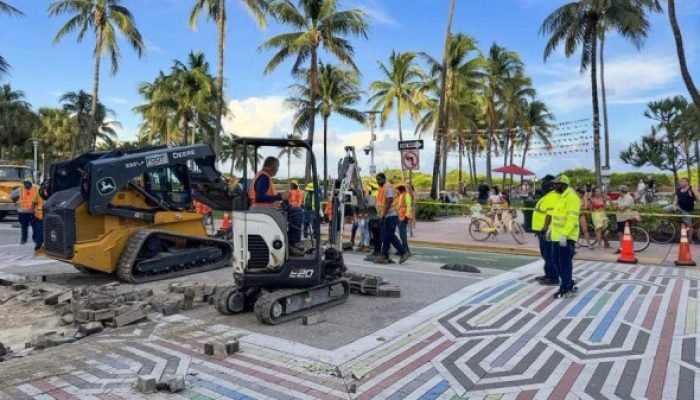 Faixa com arco-íris é apagada em Miami Beach por ordem de DeSantis