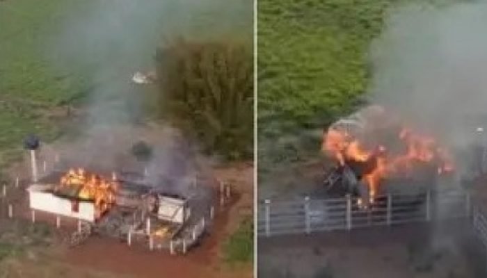 Ocupação de fazenda em MS termina com tratores e casa incendiados