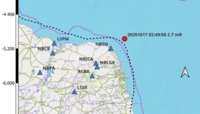 UFRN registra tremor de terra na costa do RN